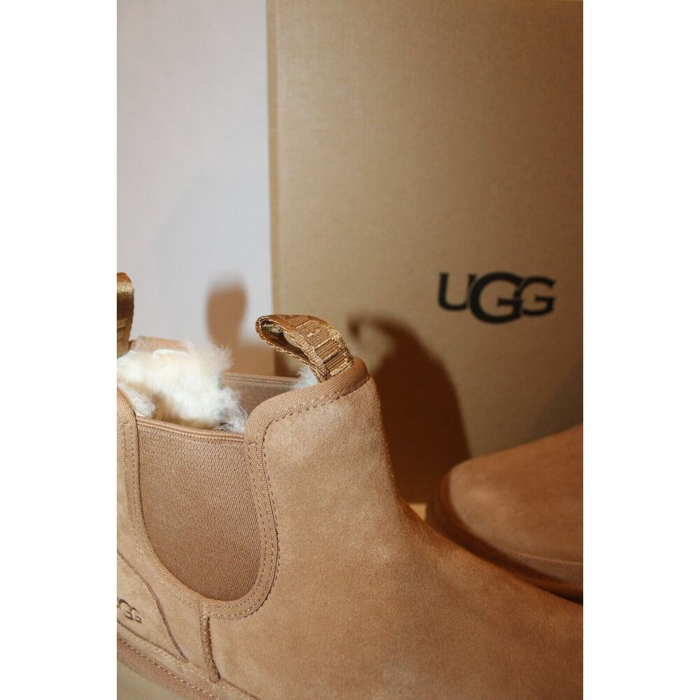 NIB UGG Women's Neumel Platform Chelsea Suede Platform Mini Boots Chestnut‎ - Picture 6 of 9